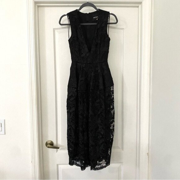 Nicholas Mosaic Lace Ball Dress Black Tie Evening Tea Length Size US 4 Goth - Picture 2 of 9